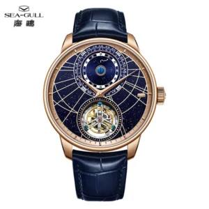 Seagull Master Series Off-Center Tourbillon Watch Starry Sky Chinese Astronomical Calendar Manual Winding Mechanical Watch 8843G