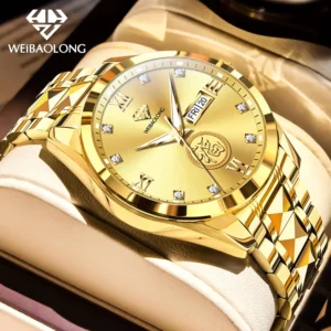 WEIBAOLONG 3805 Automatic Mechanical Men's Watch Real Gold Real Diamond Imported Movement Luxury Watch Waterproof Watches