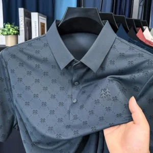 Light Luxury Fashion Trend Summer Casual Breathable Cool Comfortable Lapel Polo Short Sleeve Korean Print Design T-shirt Top