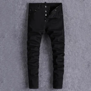 Y2k fashion new black jeans slim fit elastic washed nostalgic jeans high street hip-hop brand pants