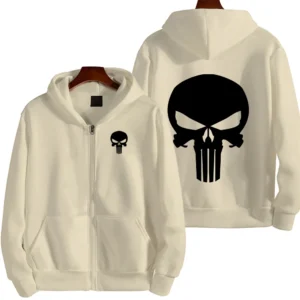 Marvel The Punisher Logo Men Zipper Hoodie Spring Autumn Women Oversized Sweatshirt 2025 New Super Hero Couple Clothes Tops