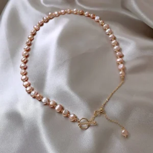 New Arrival Natural Baroque Pink Freshwater Pearl 14K Gold Filled Female Chains Necklace Jewelry For Women Valentine's Day Gifts