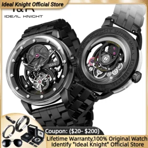 Ideal Knight 6809 Luxury Man Watch Skeleton Tourbillon Automatic Mechanical Watches for Men 43mm Big Dial Clock