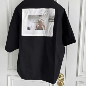 TOP-YAMAMOTO original Design printed short-sleeved silhouette shirt Five-quarter sleeve samurai shirt